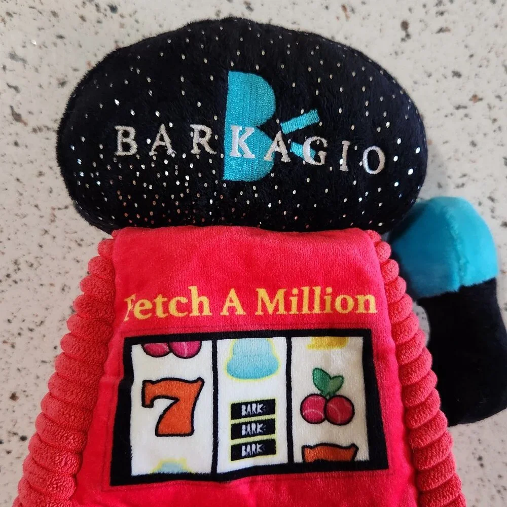 Bark Barkagio Slot Muttchine Machine Casino Squeaky Crinkle Plush Dog Toy sz M/L